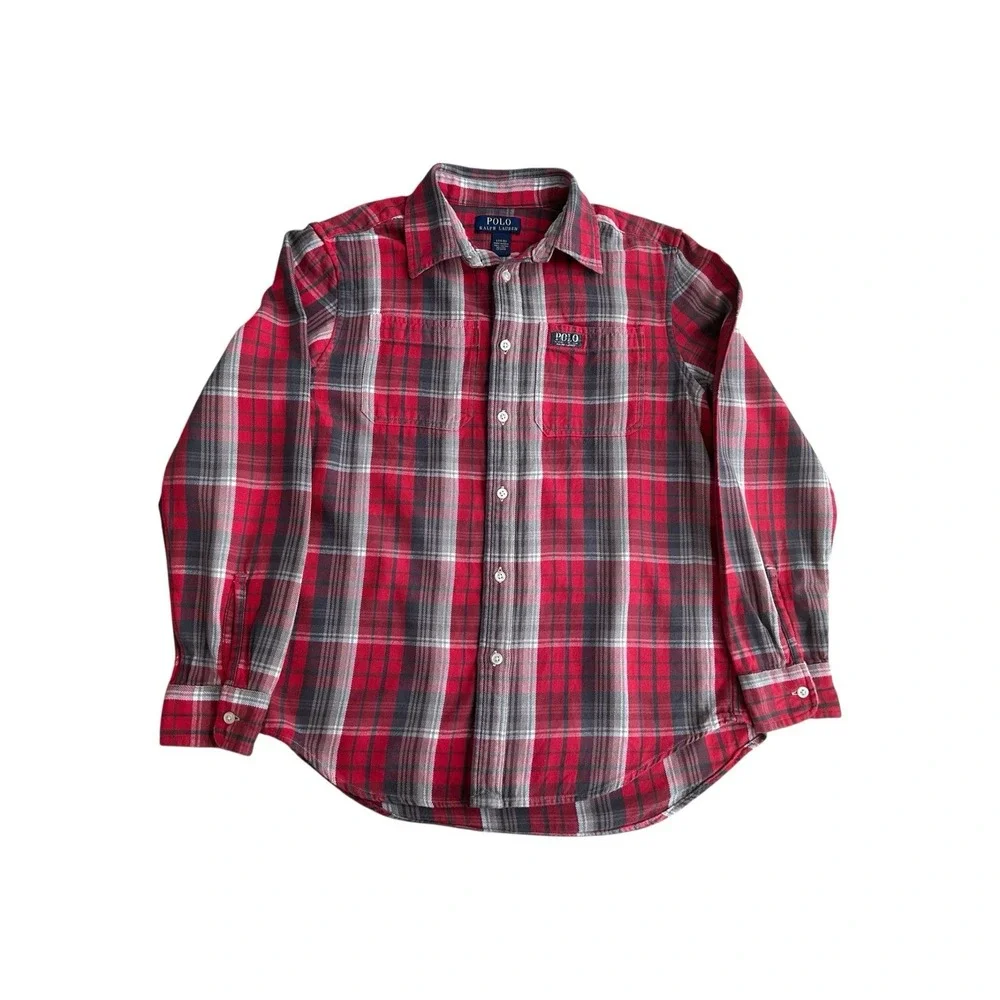 Polo Ralph Lauren Boys Shirt Size L‎ 14-16 Multicolor Plaid Casual Dress